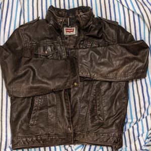 Levi's faux leather aviator style jacket w/ hood
